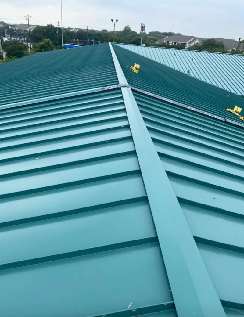 Green commercial metal roof ridge and valley for Metal Roof Repair in Delaware